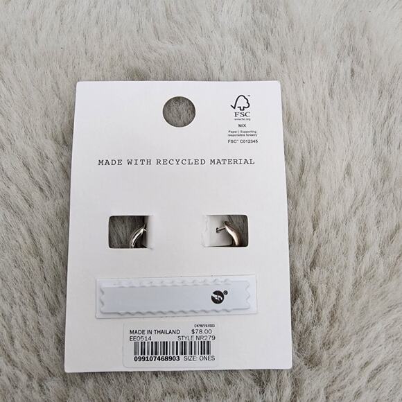 NEW Madewell Demi-Fine Chunky Hoop 925 Sterling Silver Hoop Earrings - Picture 6 of 9